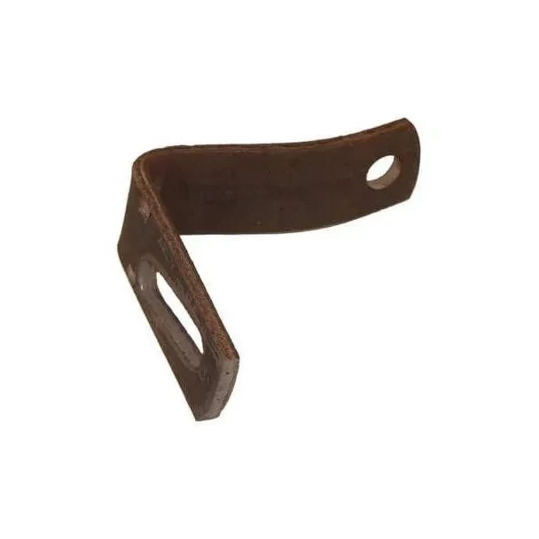 Allis-Chalmers Upper Generator Adjusting Bracket AC-1976D, metal part with a curved shape and two mounting holes.