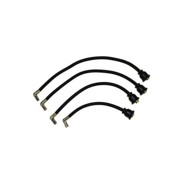 Allis-Chalmers Tailored Spark Plug Wire Set, four black spark plug wires with metal connectors for Allis Chalmers B, C, IB, RC tractors.