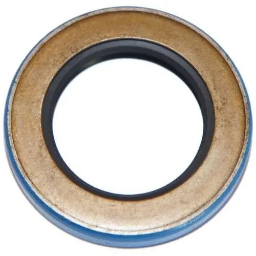 Circular Allis-Chalmers tractor engine clutch shaft seal retainer for a transmission input shaft, with a bronze-colored outer face, black inner seal, and blue outer rim.