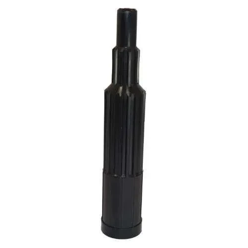 Black, vertically oriented splined clutch alignment tool for Allis-Chalmers farm tractors, shown upright on a white background.