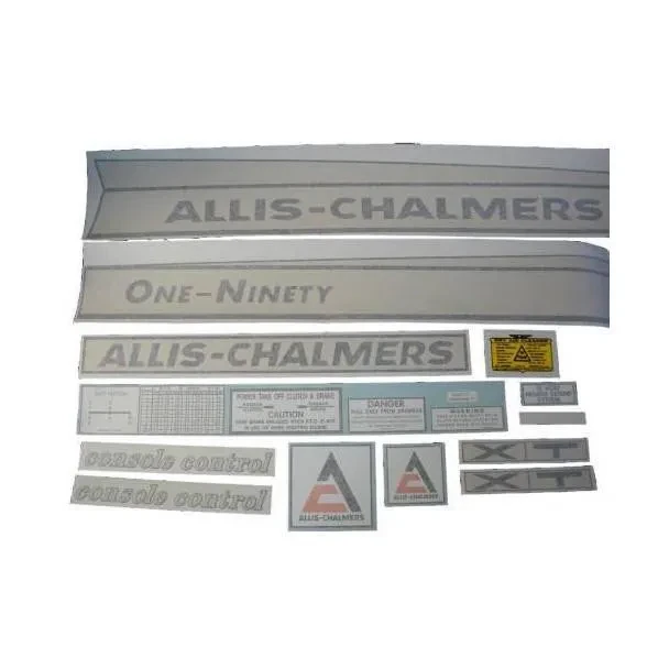 Allis-Chalmers Allis Chalmers 190 One-Ninety XT Vinyl Cut Decal Set, various vinyl decals and stickers for tractor branding and control labels.