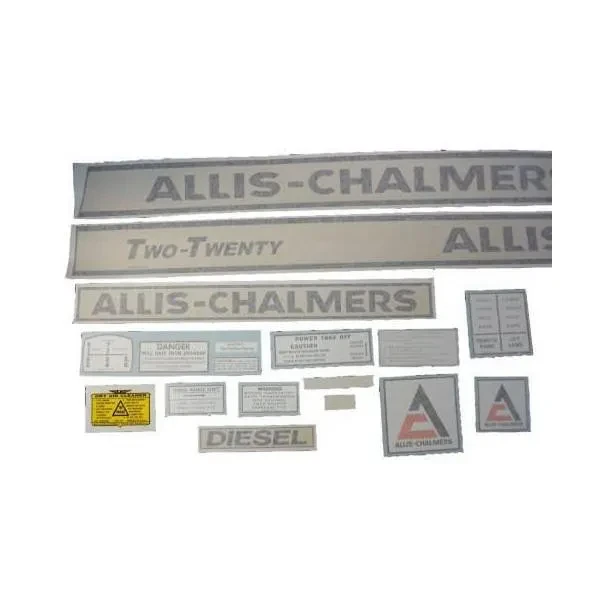 Allis-Chalmers Allis Chalmers 220 Two-Twenty Diesel Vinyl Cut Decal Set, a collection of various vintage decals, stickers, and labels for tractor restoration.