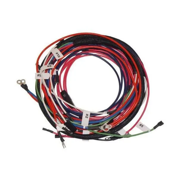 Allis-Chalmers Wiring Harness Kit for Allis-Chalmers D17 Diesel and D19 Diesel, coiled wiring harness with multiple color-coded wires and connectors.