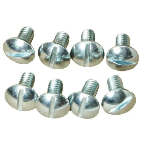 A set of eight metallic screw hardware pieces arranged in two rows, designed for Allis-Chalmers D series farm tractors.