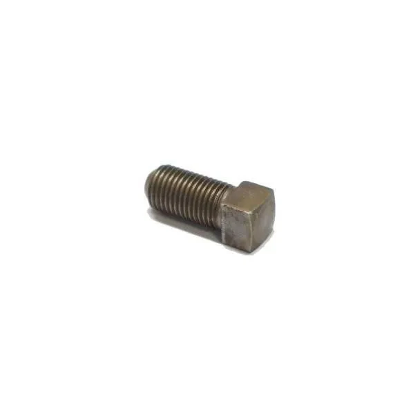 A metal set screw with a hexagonal head, positioned horizontally, used for Allis-Chalmers farm tractors, specifically for the rear axle collar on G models.