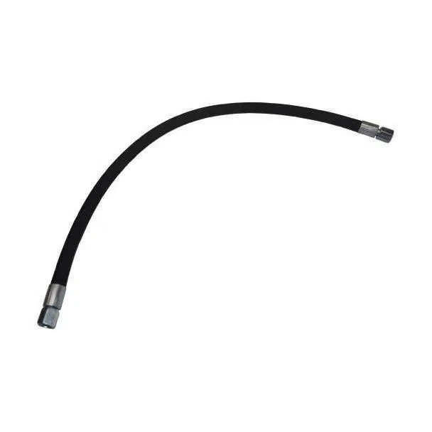 A flexible black fuel line with metal fittings on both ends, designed for Allis-Chalmers farm tractors D14 and D15.