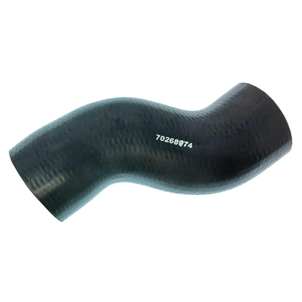 A black rubber lower radiator hose with a curved shape, designed for Allis-Chalmers farm tractors. The hose has a textured surface and the number 70268974 printed on it.