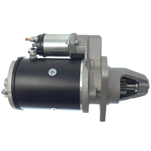 Allis-Chalmers Lucas Starter for tractor models 180, 185, 200, 6060, 6070, 6080, 7000, 7020, 8010 with part number 70273902, close-up of the starter showing metal and black components.