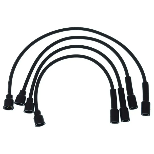Allis-Chalmers WC, WF, WD Spark Plug Wire Set for Magneto, black ignition wires with connectors for vintage tractor engines.