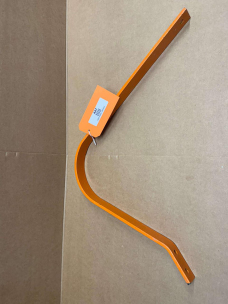 Allis Chalmers B, C Seat Back Spring Support, display model showing a metal support bracket for tractor seat back with orange finish.