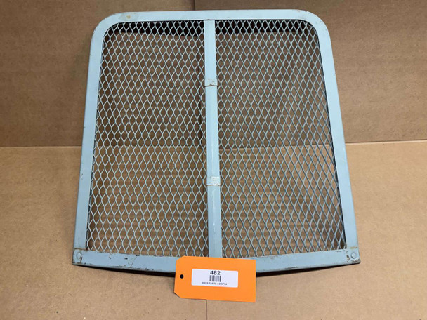 Allis Chalmers Unstyled WC WF Grill Screen Radiator Guard 70204232, display of a light blue metal radiator guard with a mesh design and rounded edges on a brown background.