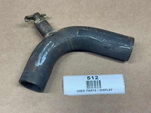Allis-Chalmers Lower Water Pipe for D10 D12 D14 D15, used water pipe with a bend and threaded connection, displayed on a beige background.