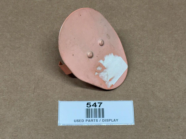 Allis Chalmers B IB C CA D10 D12 D17 D19 Clutch Cover Plate, display of a used pink metal clutch cover plate with signs of wear and paint peeling.