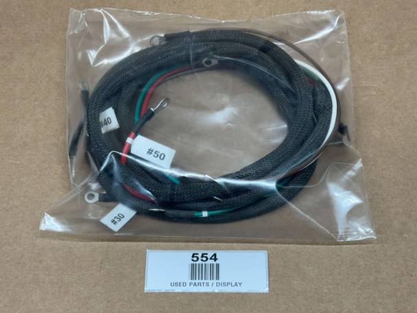 Allis-Chalmers B C CA Main Wiring Harness, display of wrapped wiring harness with labeled wires in plastic packaging.