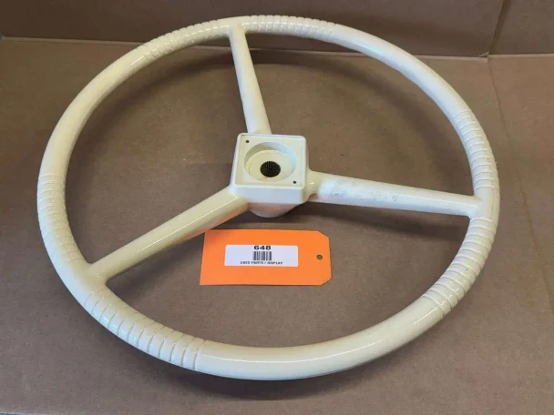 Allis Chalmers Cream Steering Wheel, display model of vintage tractor steering wheel.