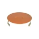 Allis-Chalmers D14 D15 Clutch Inspection Cover Plate 227610, round orange metal cover with two holes, with metal clips attached.