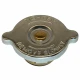 Allis-Chalmers 4 PSI Radiator Cap, metal radiator cap with embossed text indicating 4 PSI pressure warning and a central vent hole.