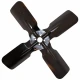 Allis-Chalmers Fan Blade for WC, WD, WF, D17, WD45, black fan blade with four blades and central mounting hole for tractor cooling system.