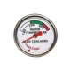 Allis-Chalmers Temperature Gauge Red Needle, circular water temperature gauge with temperature markings from 120 to 220 degrees Fahrenheit, green, white, and red color zones indicating safe, warning, and freezing temperatures.
