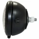Allis-Chalmers 12 Volt Hi Beam Sealed Beam Head Lamp Assembly, black round headlight with metal electrical connector and clear lens.