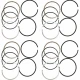 Four repeated sets of black, silver, and gold-toned piston rings arranged on a white background for an Allis-Chalmers B, C, or CA farm tractor with a four-cylinder engine.
