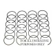 Allis-Chalmers Piston Ring Set 4-Cylinder, image of four sets of piston rings for Allis-Chalmers D15 H3 I600 engines arranged in rows with a disclaimer for illustrative purposes only.