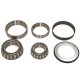 Allis-Chalmers farm tractor front wheel bearing kit, model WBKAC3, shown as six metal components: two tapered roller bearings, two bearing races, and two seals.