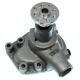 Close-up of a gray cast-metal water pump for an Allis-Chalmers D17 Series III Diesel or D19 Gas, LP, or Diesel farm tractor. It has a circular silver pulley flange with eight threaded holes, a central shaft opening, mounting ears, and a large coolant outlet.