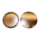Allis-Chalmers 2-inch Snap-In Hole Plug, Nickel Plated, showing front view with knurled edges and smooth back view.