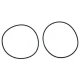 Two black piston sleeve sealing O-rings for an Allis-Chalmers D15 Series II farm tractor, shown on a white background.