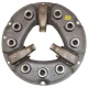 Round gray heavy-duty clutch pressure plate for an Allis-Chalmers WD45, WC, WD, WF, or D Grader tractor, shown from above with three release levers and a ring of spring housings.