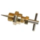 Brass Allis-Chalmers Zenith main jet adjusting needle assembly for a farm tractor carburetor, with a tapered needle, threaded sections, hexagonal fittings, and a T-shaped metal handle, shown on a white background.