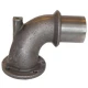 An exhaust elbow for Allis-Chalmers farm tractors, model number 70267640. The part is made of metal, with a curved pipe design and bolt holes for mounting.
