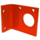 An orange metal pulley end bearing bracket designed for Allis-Chalmers farm tractors, specifically the G model, with four holes for mounting and a large circular hole. The bracket is rectangular with a bent side creating an L-shape.