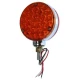 An Allis-Chalmers universal 12V LED fender and cab warning light in amber and red colors, designed for farm tractors, with wiring attached for connection.