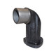 Allis-Chalmers Exhaust Pipe Elbow 160 6040, black metal exhaust pipe elbow with a silver cylindrical end for connecting to the exhaust system.