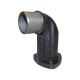 Image of an exhaust pipe elbow for Allis-Chalmers farm tractors, model 160 6040. It is a black metal elbow with a silver-colored opening.