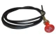 A black, coiled aftermarket 78-inch universal engine stop/diesel fuel shut-off cable with a red pull handle marked "PULL TO STOP", designed for Allis-Chalmers farm tractors, not for automobiles.
