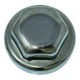 Allis-Chalmers Front Wheel Hub Cap for Allis-Chalmers WD45, WD, D14, D15, D17, close-up view of a metallic wheel hub cap with a hexagonal center and smooth finish.
