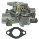 Allis-Chalmers Zenith Style Carburetor for Allis Chalmers D10 D12 70235975, metallic carburetor with attached linkage and a gasket.
