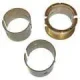Allis-Chalmers D17 170 175 Main Bearing Set, image of three metallic bearing components with a gold-colored bearing and two silver-colored bearings.