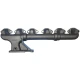 Allis-Chalmers Manifold 74036827, a black, metallic engine part with multiple ports for fluid flow, designed for agricultural equipment.