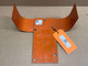 Allis Chalmers RC WC WF PTO Shield AG9922, orange metal display part with mounting holes, used for agricultural machinery protection.