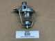 Sediment Bowl Assembly for Allis Chalmers D10, D12, D14, WC, WD, WF, WD45, 170 and Case, display of used tractor parts with metal construction, glass bowl, and mounting hardware on a brown surface.