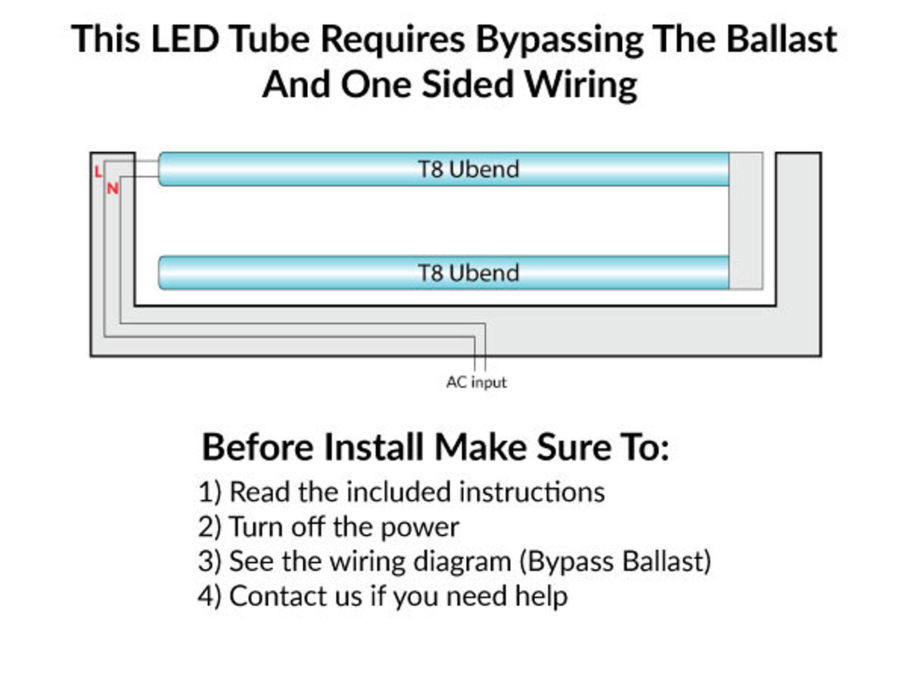 frekvens Erobre temperatur LED U Bend Tubes One Sided Wiring - Ballast Bypass Or Ballast Compatible -  12 Watt - Choose Your Color Temperature