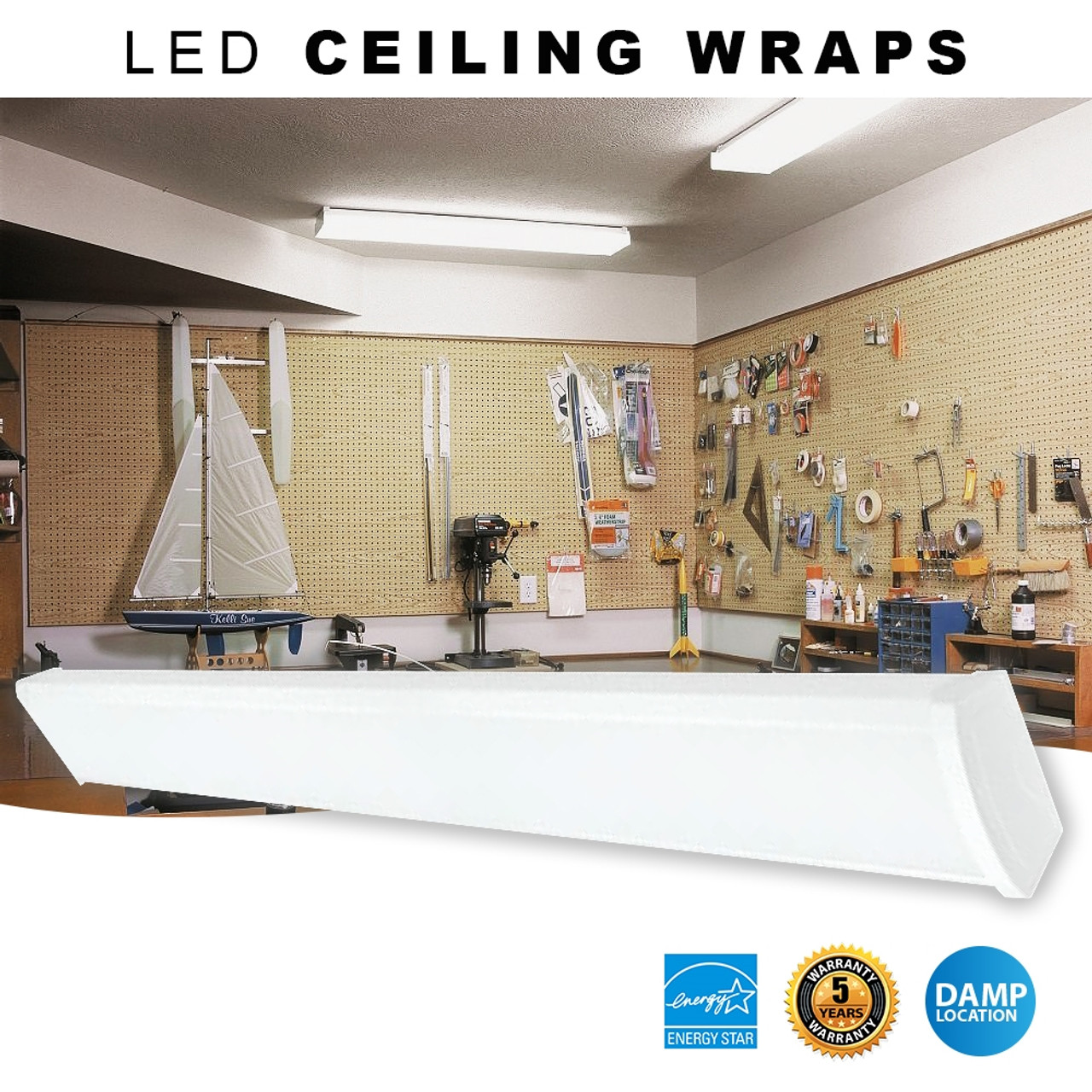 NICOR Lighting 4000K LED Wraparound Ceiling Fixture White WPR-10-UNV-40