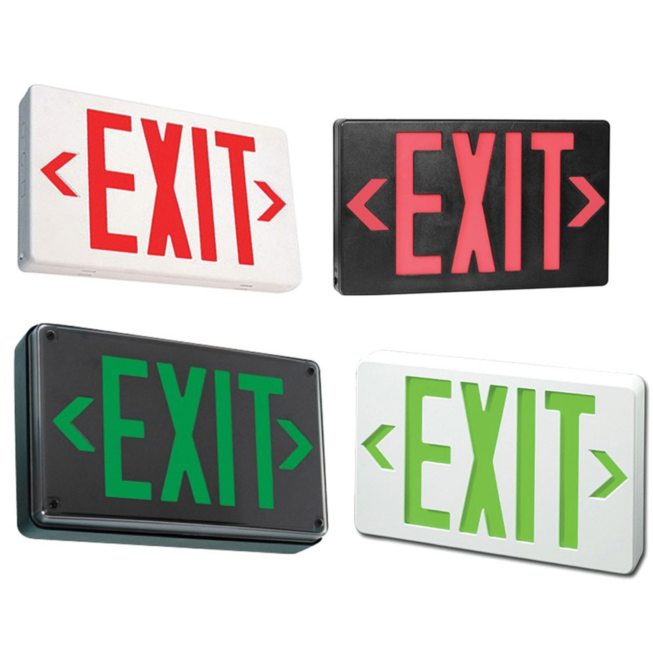 Smallest Compact LED Exit Sign Choose White or Black Housing Color, with  Red or Green Lettering, with or without Battery Back-Up