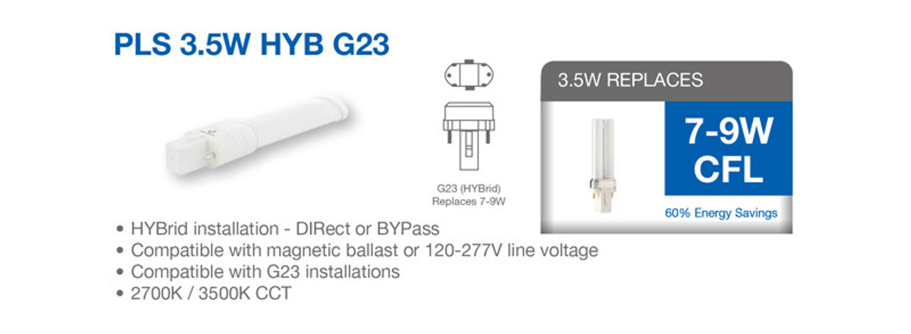 svindler Ære Savvy 2 Pin PL LED Lamp - Replaces 7-9 Watt- G23 Base Lamps - Ballast Compatible  or Bypass,