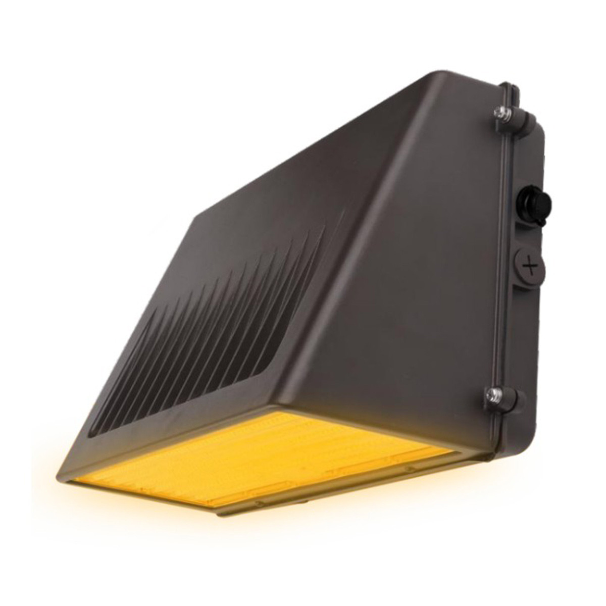 Turtle friendly amber LED cut off wall pack, dark bronze, downward lighting, coastal outdoor security light.