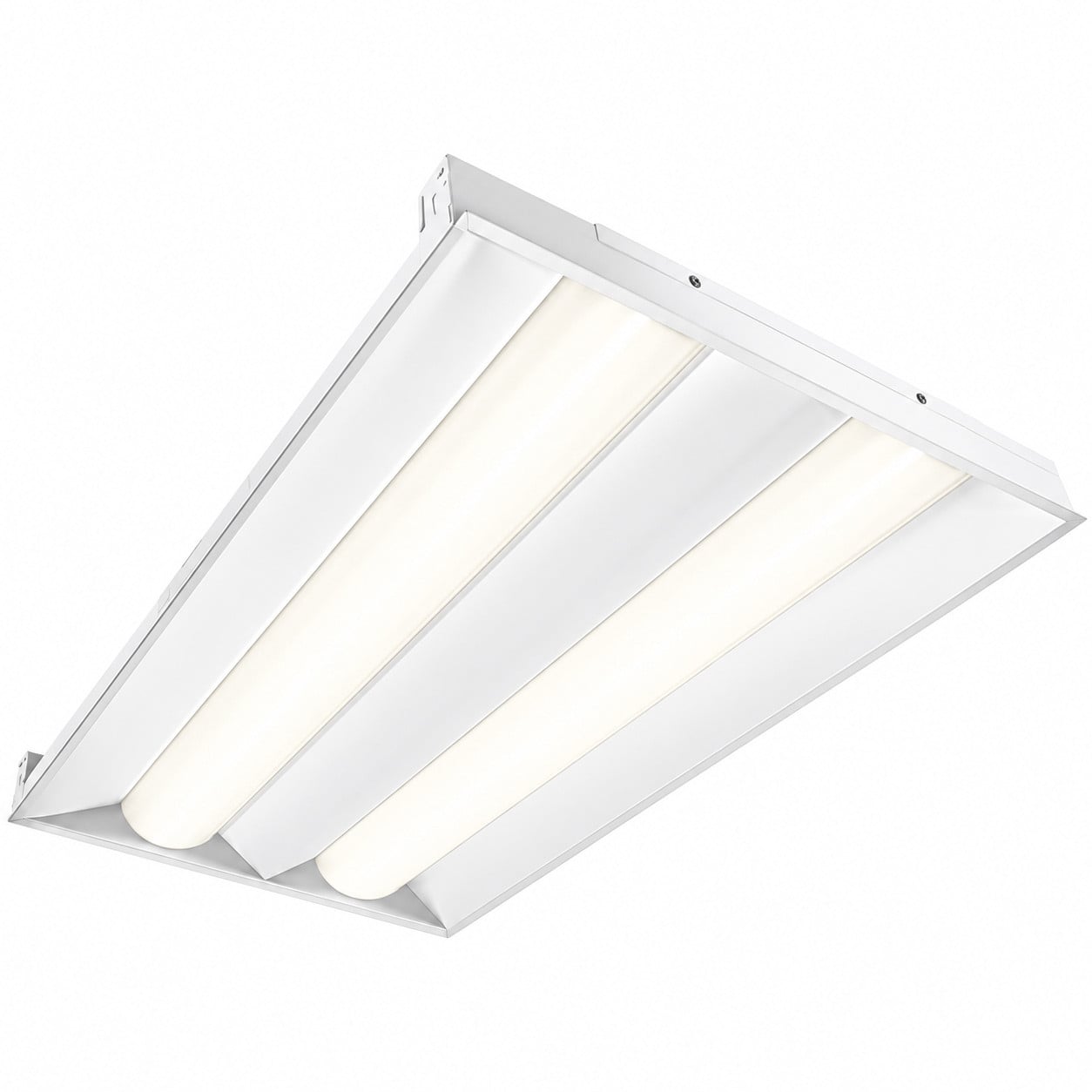 Double Basket Troffer 2X4 With Motion Sensor - Recessed Drop Ceiling Mount - Multi Wattage 30W/40W/50W  Max Lumens 6250 - Color Selectable 35/40/50K  - 120-277V - Dimmable 0-110V - White